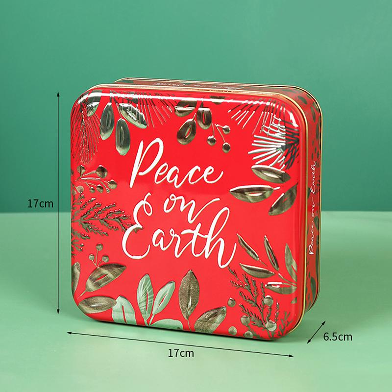 Cute Cartoon Christmas Candy Storage Box Tinplate Square Gift Box Xmas Candy Cookie Box Home Storage Large Capacity Metal Can