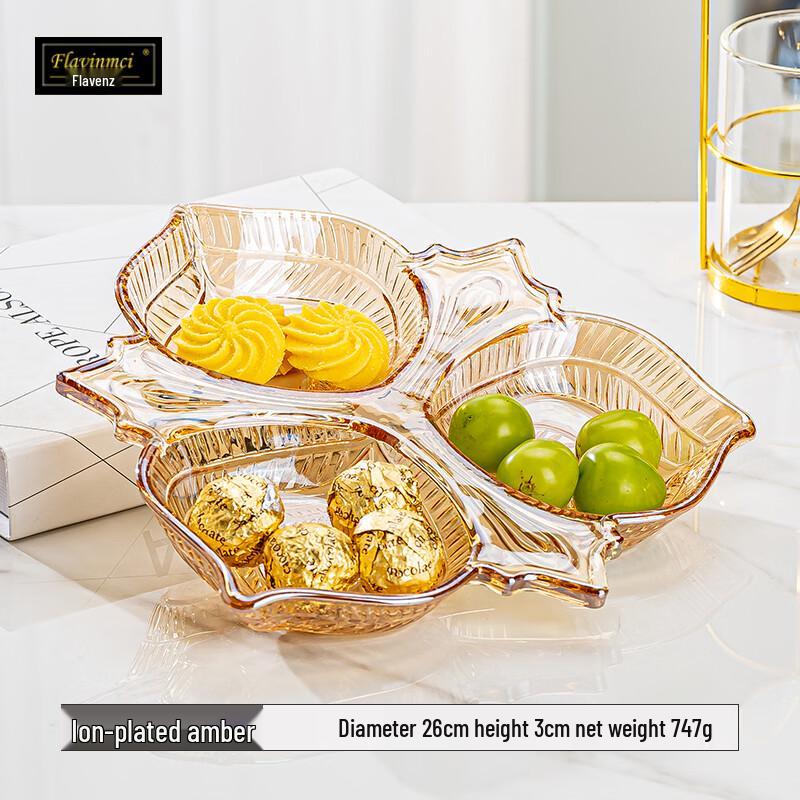 Flavinmci Divided Crystal Glass Snack & Fruit Plate