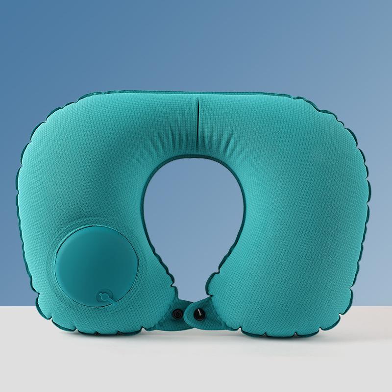 Pressing Inflatable U-Shaped Travel Pillow: Portable Airplane Headrest & Nap Neck Support