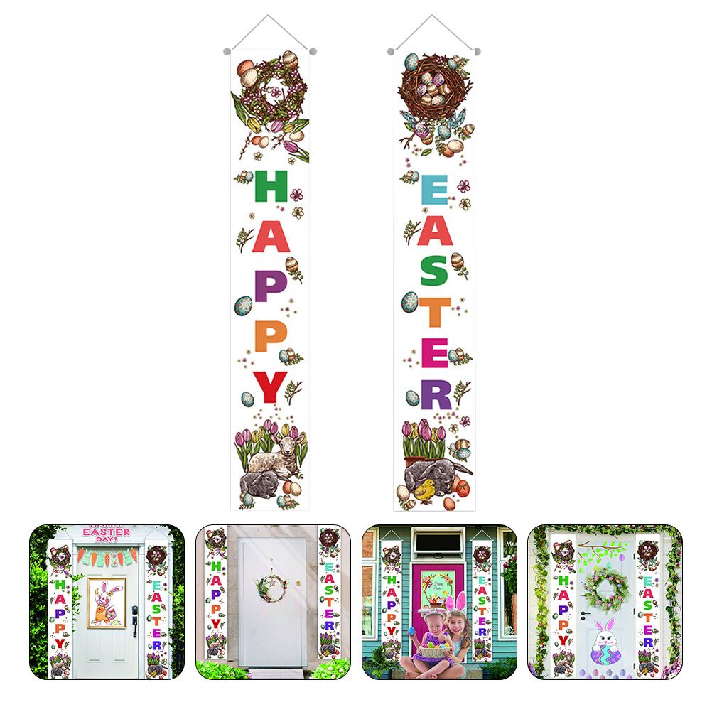 

Пасхальные куплеты Знаки на крыльце Флаг на дверь для фестиваля Украшения Баннер Фронтальная вечеринка Ткань Оксфорд 180x30x0.1cm