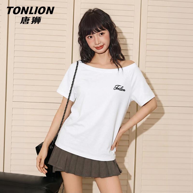 Женская футболка TonLion в корейском стиле с асимметричным плечом M