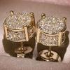 Classic Round Cubic Zirconia Stud Earrings for Men & Women, Shiny Design