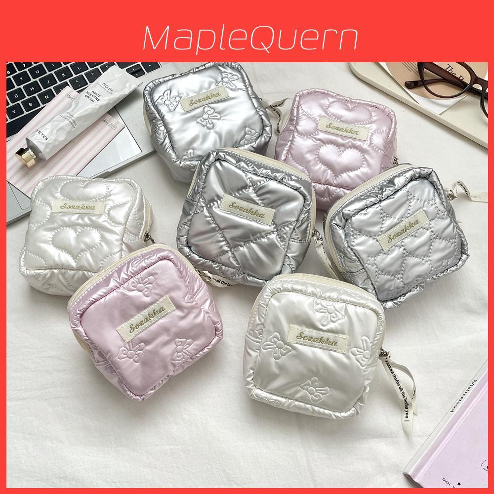 Pu Heart Design Sanitary Pad Storage Bag For Travel And Makeup Organization