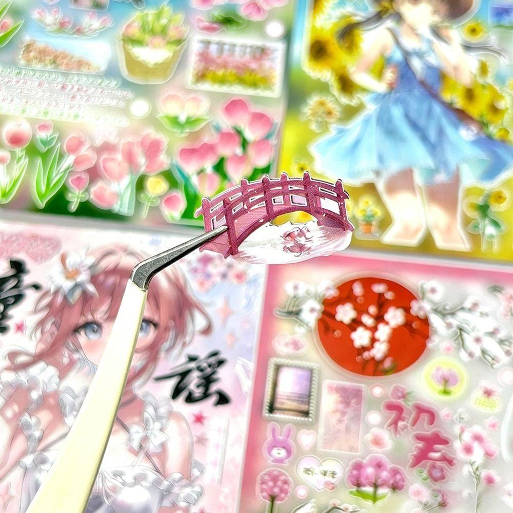 DIY Floral Stickers Book Flowers Bloom in Their Season Decorative Sticker New Y2K Stickers