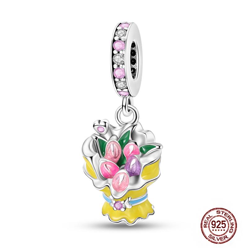 Rose Gold Yellow Charms Copper Sunflower Leopard Firefly Beads Fit Original Bracelet Luminous Charmdiy Jewelry Gift