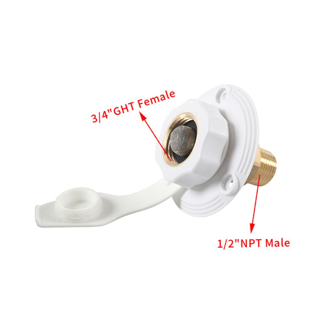 White Water Fill Inlet Flange Brass with Check Valve Fit for RV Camper