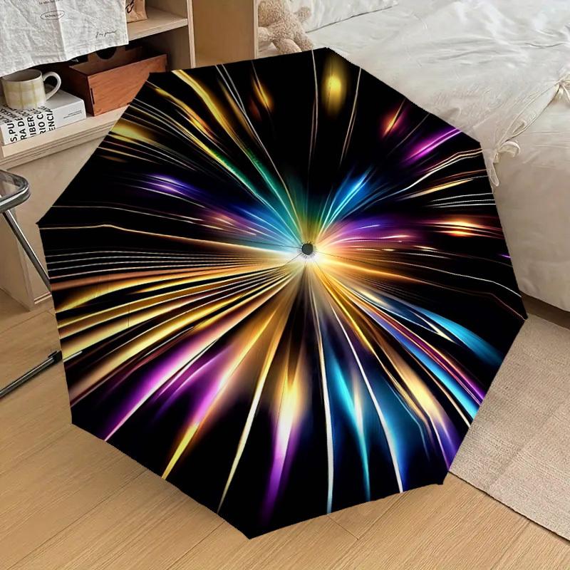 1 Stück Bunter Regenschirm mit Lichteffekt - 8 Speichen, verstärkt, Automatisches Öffnen, Leicht & Langlebig, Niedliches Modeaccessoire für den Außenbereich, Strand oder Freizeit, Bea