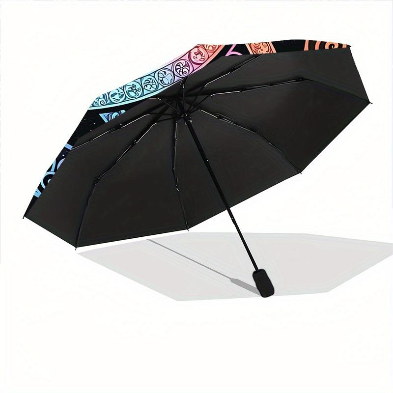 1pc Triquetra, Cosmic Automatic Open/close Folding Compact Umbrella, 8-Rib Sturdy Canopy, Lightweight Portable, Commuting Use, Gift, 072