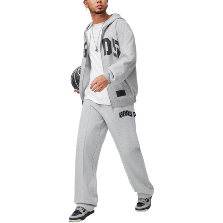 Li Ning Badfive Loose Comfortable Fleece Versatile Cardigan Hoodie Men hoodies Gray Mixed-Gray AWDU511-3