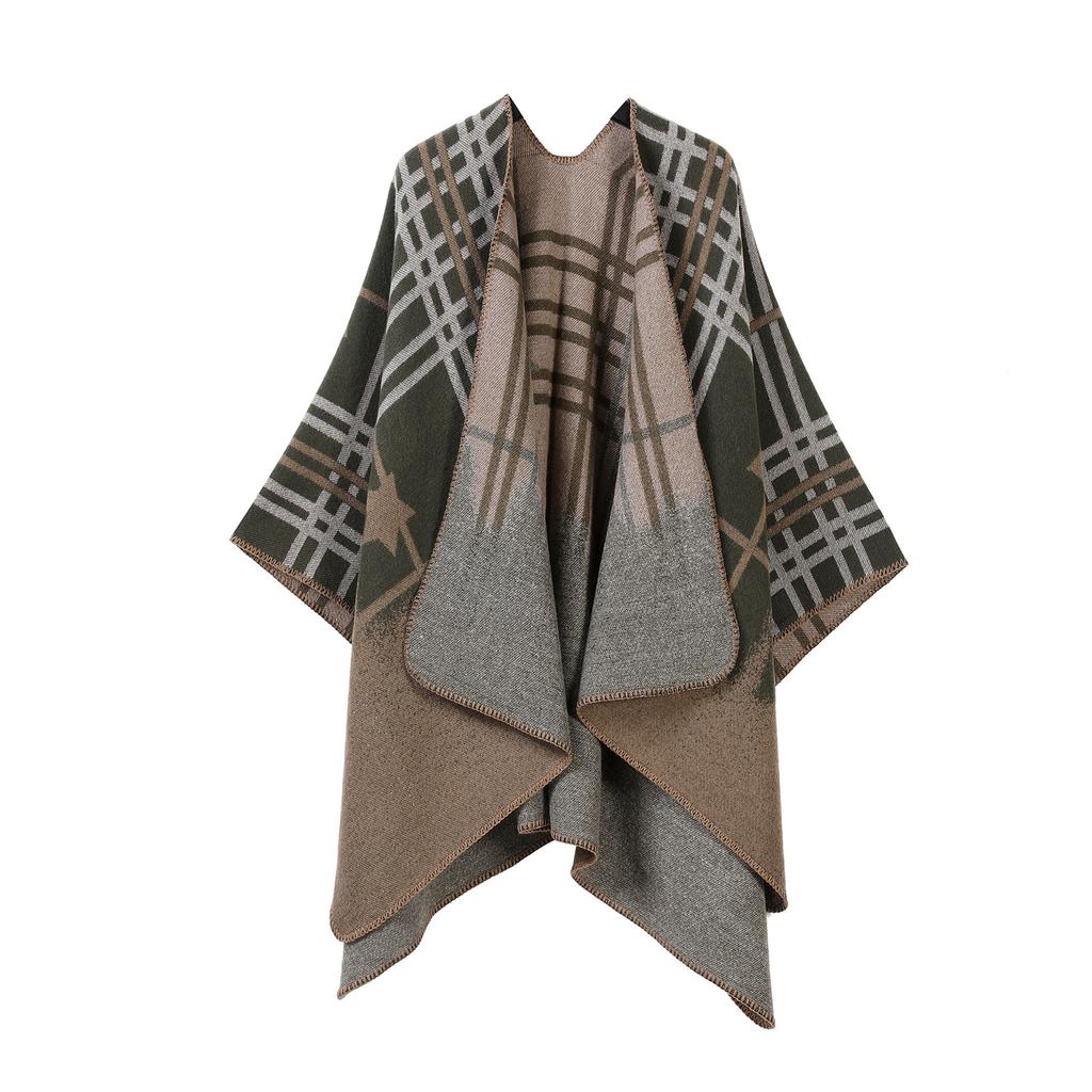 Classical Style Women's Shawl Double-sided Tassel Slit Cape High-end Travel Warm Cape