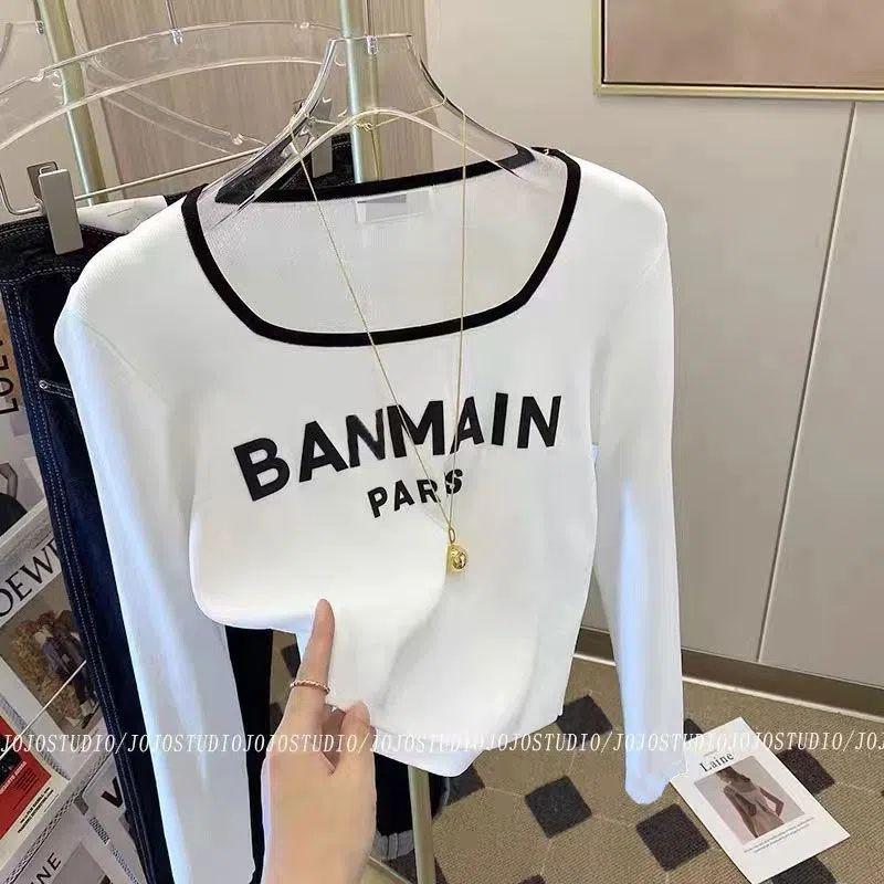 Women's Slim Fit Color-Block Square-Neck Long-Sleeve T-Shirt for Spring/Autumn 2025