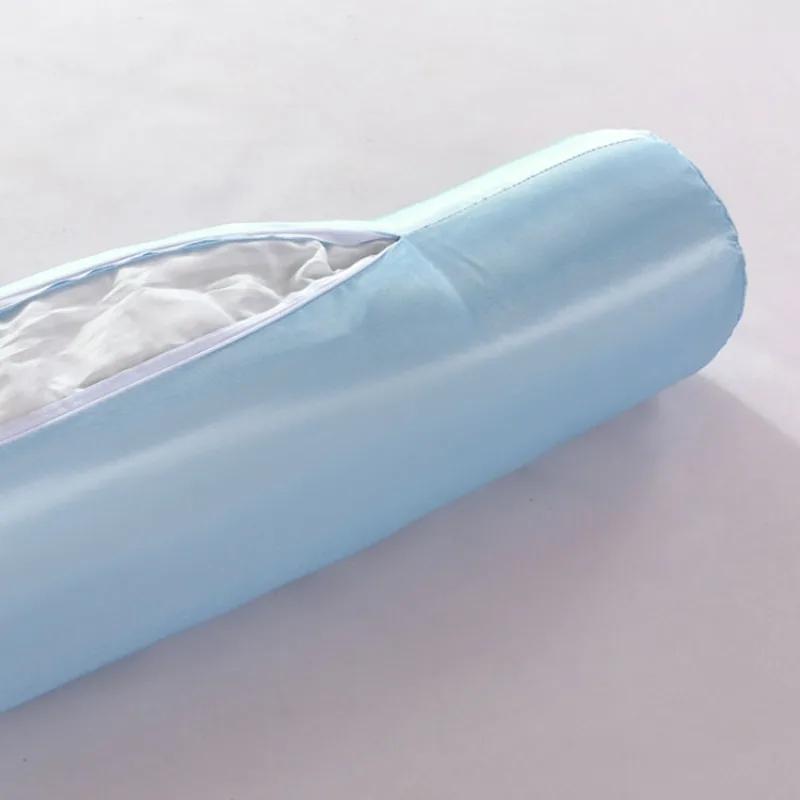 60/80/100/120cm Cervical Neck Pillow Long Body Pillow Headrest Pillowslip  Ice Silk Solid Color Cylindrical with Core Removable