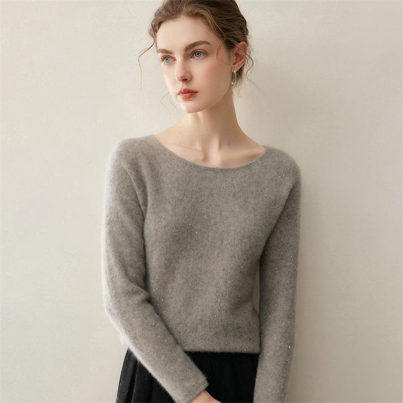Lekasha Women's 100% Pure Cashmere Loose Long Sleeve Pullover Sweater - Solid Color for Autumn & Winter