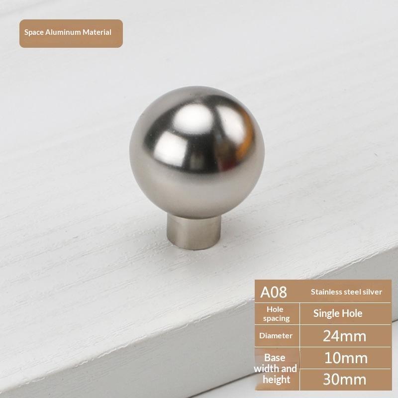 Home Decoration Silver Aluminum Single Hole Handle Modern Wardrobe Drawer Round Knob Kitchen Cabinet Furniture Small Door Handle
