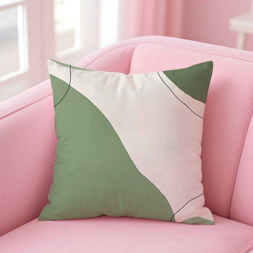Simple And Stylish Green Geometry Cushion Cover Pillow Case Soft Friendly Fabric & Concealed Zipper