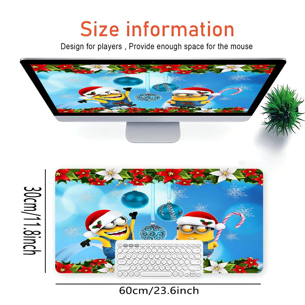 Christmas Minions Celebration Large Gaming Mouse Pad Nonslip Rubber Base Waterproof Desk Mat For Office Pc Laptop