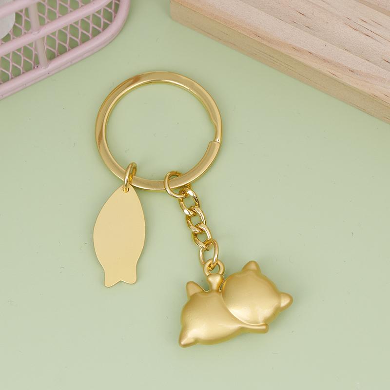 1Pc Couple Gift Japan Lucky Cat Keychain Kawaii Trinkets Alloy Accessory Car Bag Pendant Key Chain Pray Golden Keyfob
