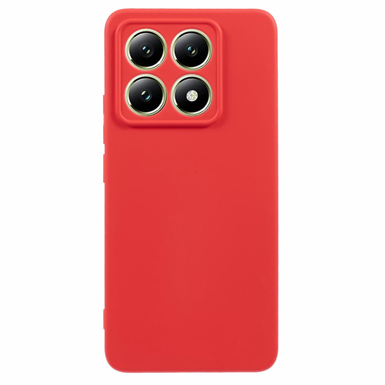 

For Xiaomi 14T Pro Case TPU Back Soft Anti-Scratch Fiber Lining Phone Cover Red