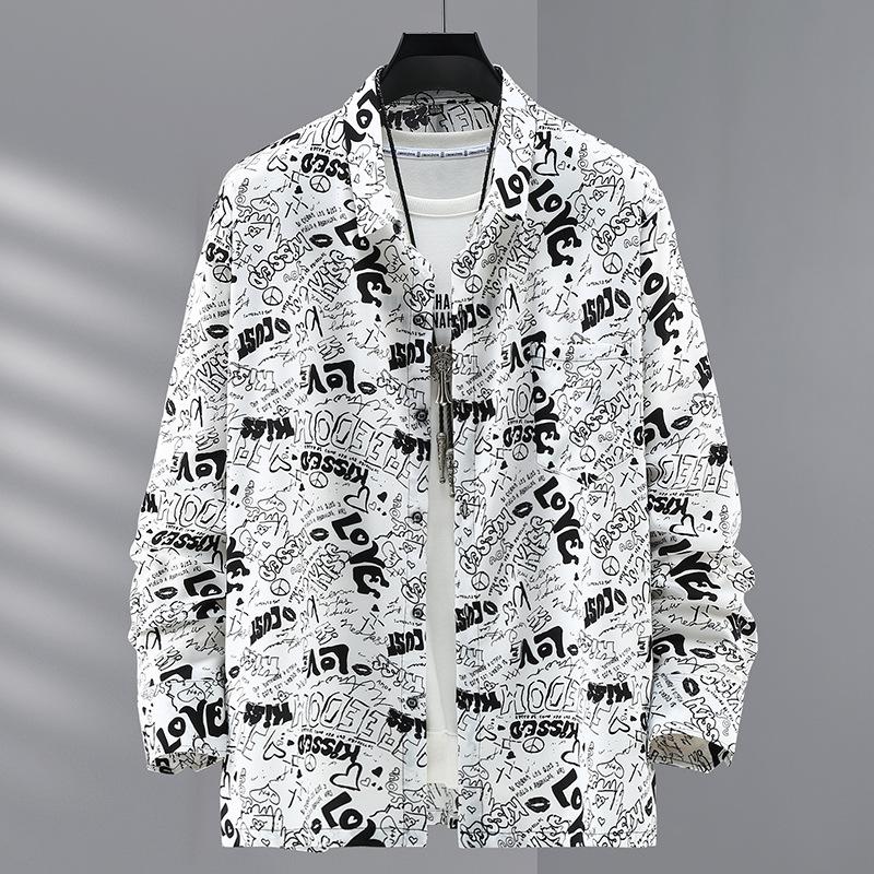 Spring and Autumn Plus Size Loose Thin Long-sleeved Printed Shirt Plus Fat Long-sleeved Shirt Men's Casual Shirt 4XL-12XL