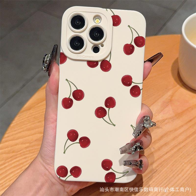 Rote Kirsche passt für iPhone 14 Hülle, iPhone 13 Pro Max, Silikon 12/16 weiche Hülle XS/15 für Frauen, 17