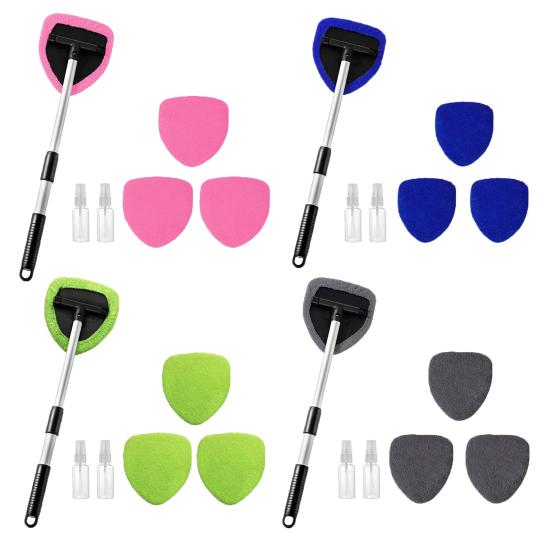 Windshield Cleaning Tool Car Cleaning Brush Retractable Windshield Cleaning Wand Auto Window Cleaner Microfiber Cloth Car Wash Brush