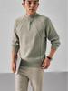 Men's Retro Jacquard Half-Zip Knit Sweater - Solid Color, Versatile, High Weight Layer for Autumn & Winter Casual Wear