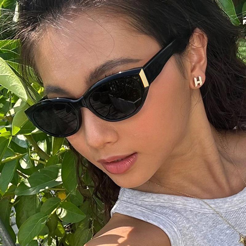 Ins Popular Fashion Polygon Irregular Cat Eye Women Luxury Sunglasses Retro Double Color Shades UV400 Men Sun Glasses