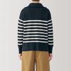 MUJI Washable Milan Rib Knit Navy Size BA1OZA4A Women's Half-Zip Sweater, Striped, XS,