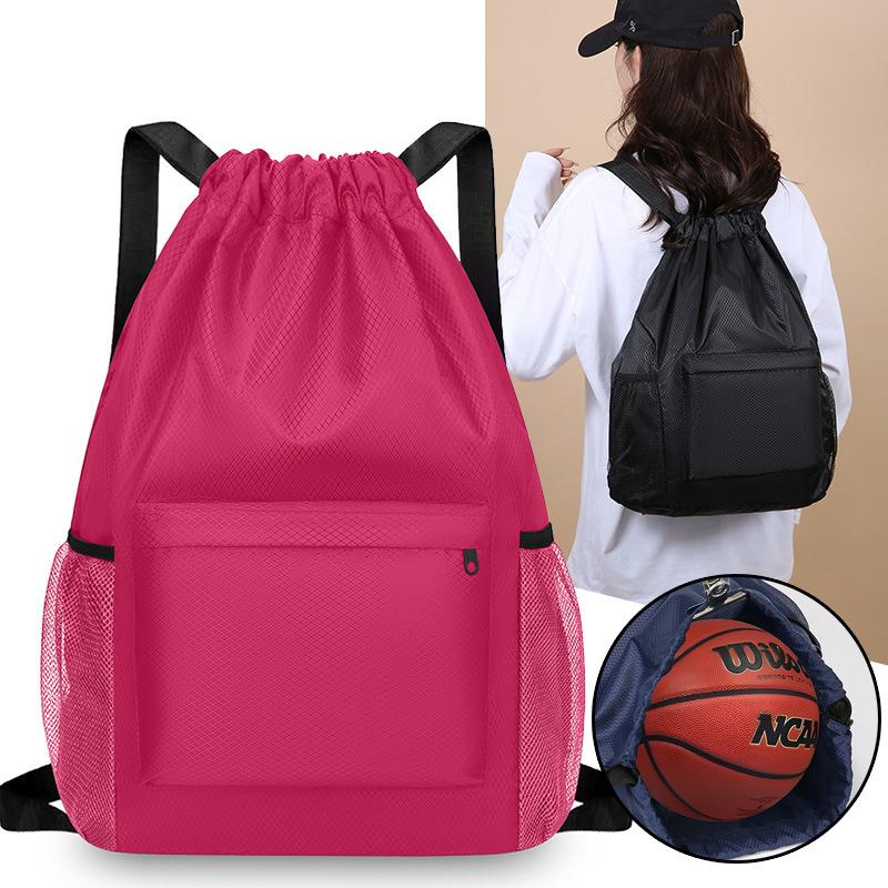 1Pc Outdoor Swimming Fitness Training Bag Solid Color Simple Lightweight Travel Backpack Leisure Lightweight Sports Basketball Bundle Mouth Bag