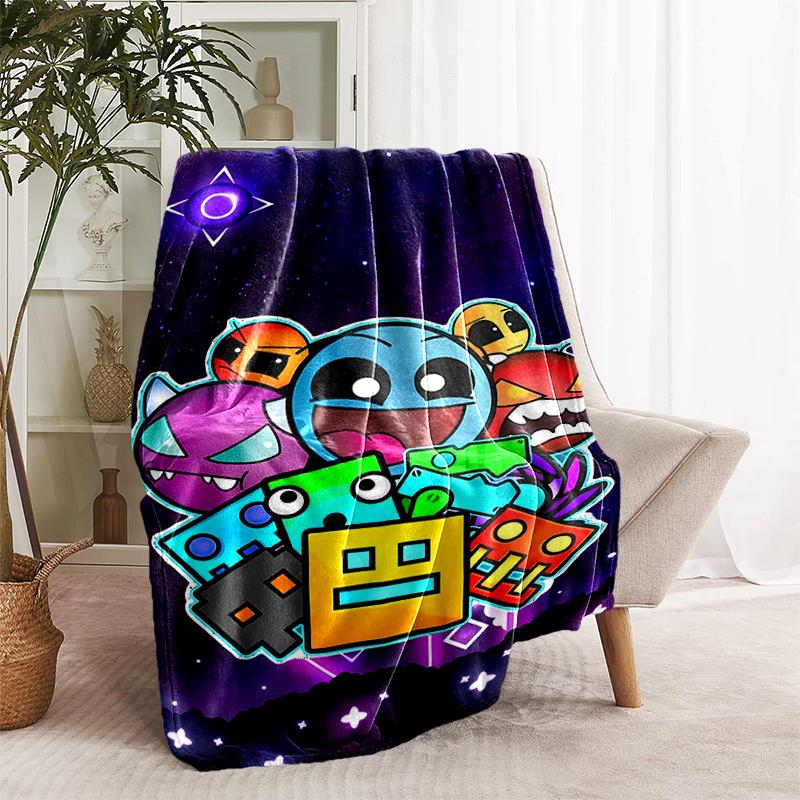 1pc Blanket Geometry Dash1 Print Design, Lightweight Blanket for Sofa, Bed- Soft &Warm, Gift for All Seasons like Christmas, Halloween