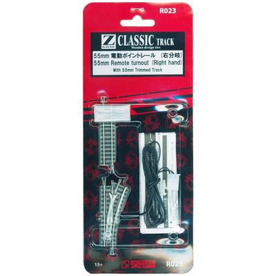 Rokuhan Z Gauge R023 55mm Right Diverging Point Rail with 1 Pre-Cut 55mm Rail     Model Train Track Accessories