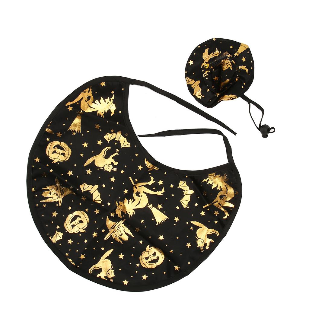 Halloween Cat Costumes Stylish Innovative Pumpkin Bat Print Cat Dog Wizard Hat Cloak Set for Cats