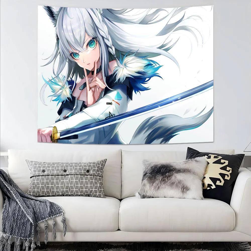 Hololive Shirakami Fubuki Cartoon Tapestry Art Science Fiction Room Home Decor Wall Hanging Home Decor