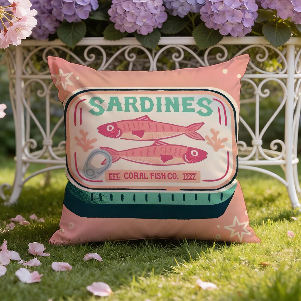 Cartoon S-Sardine C-Can cute Cushion Cover Home & Car Dual-Scene Pillow Cover: Reversible for Premium Comfort