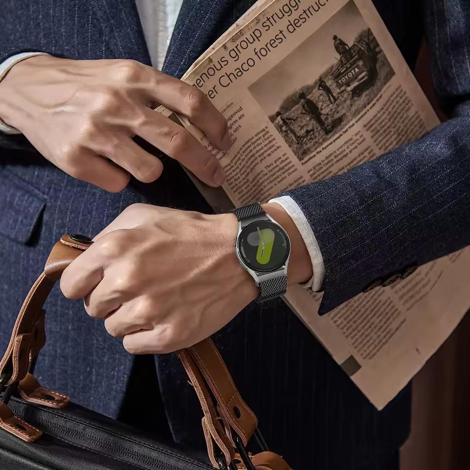 20mm nerezový řemínek na hodinky pro Coros Apex 2/Apex 42mm/Realme TechLife Watch/TicWatch GTH Silný síťovaný milánský řemínek