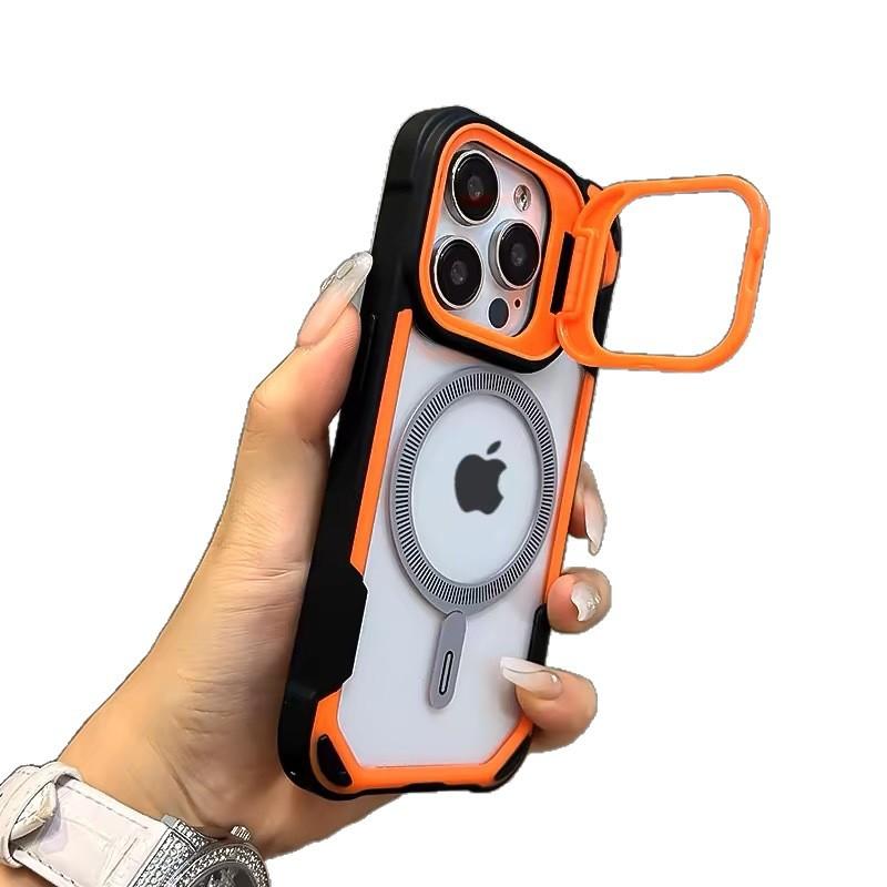 Applicable To Apple 17 Mobile Phone Case 16 Creative Lens Holder iPhone15promax Magnetic Attraction Anti-drop Transparent and Simple