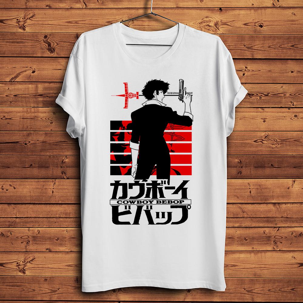 Bounty Hunter Cowboy Space Bebop Spike Spiegel Funny Anime T-Shirt Men White Short Casual Funny T Shirt Unisex Streetwear