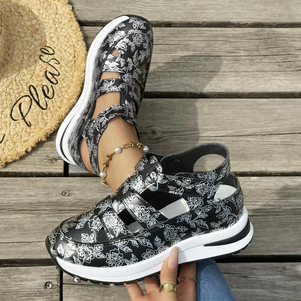 

Women s Wide Width Cutout Flats, Velcro Strap Breathable Casual Shoes, Minimalist Style Slip-Ons for Women 43 чорний