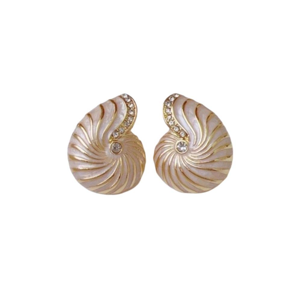 Zircon Nautilus-shaped Earrings Dainty Metal Stud Earrings Vintage Bohemian Earrings Seaside