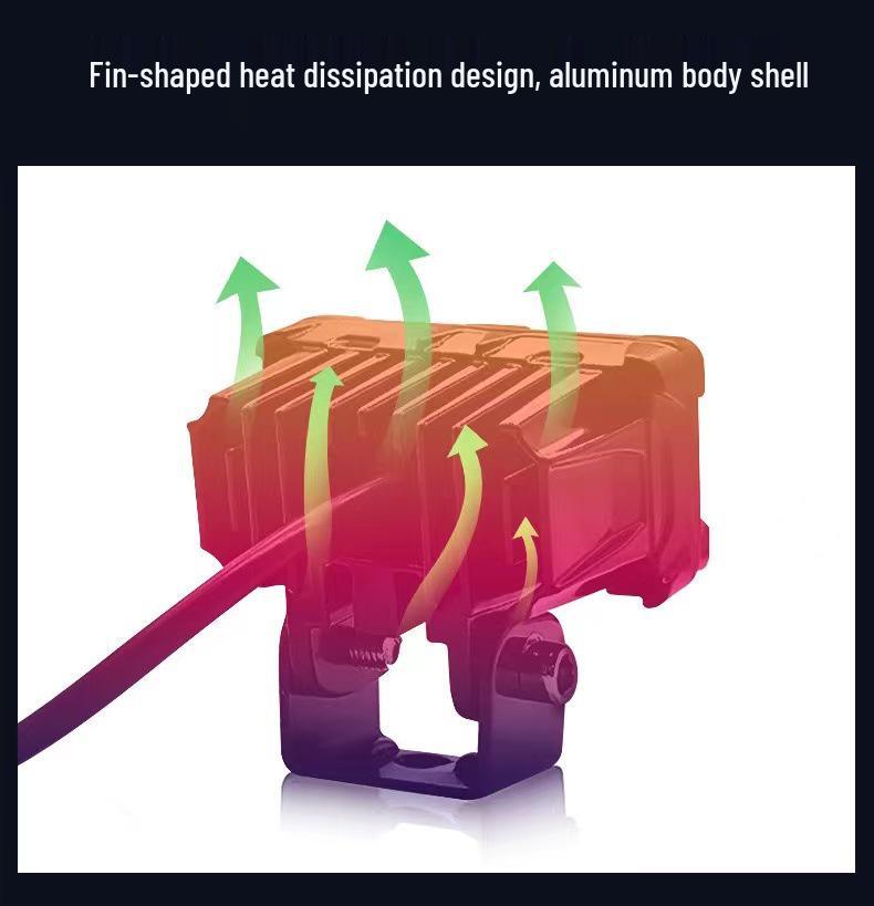 Waterproof Dual-Eye LED Motorcycle Spotlight: Ultra-Bright White & Yellow Light, 9-80V.