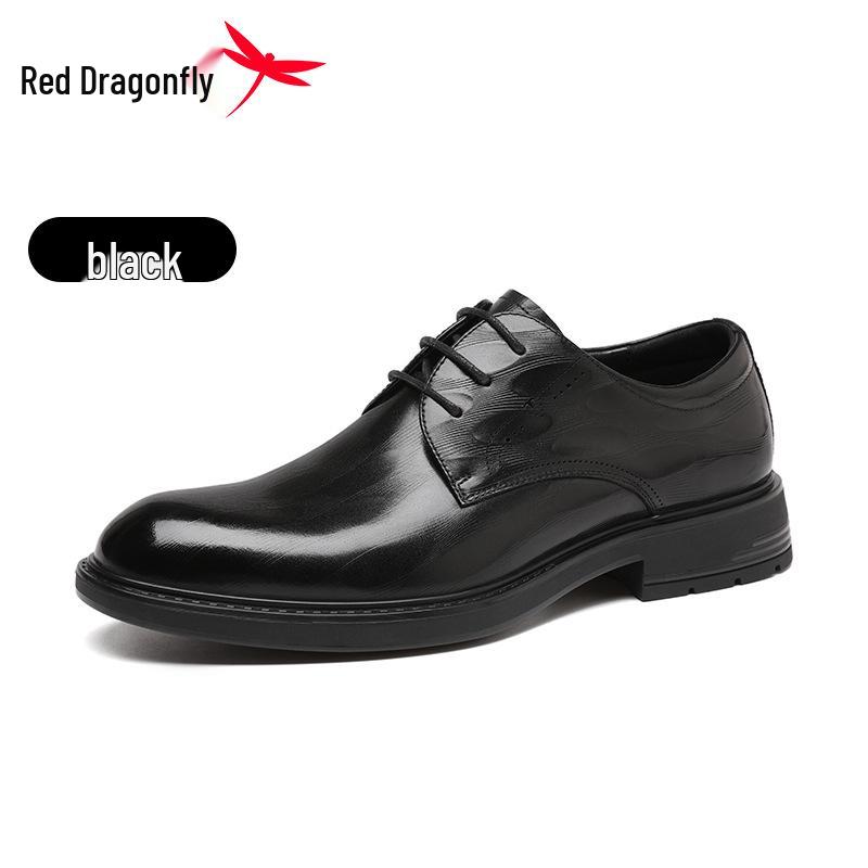 Red Dragonfly Men s Genuine Leather Dress Shoes - British Style Derby for Wedding & Business. 42