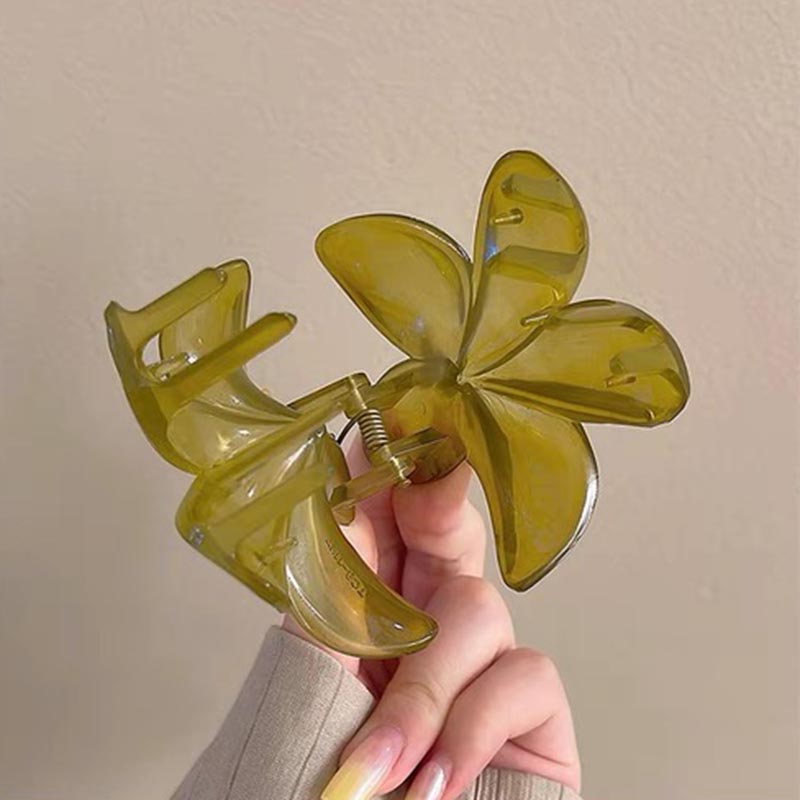 Fashion Flower Hair Clip For Women Hawaiian Acrylic Large Hair Claw Clip Crab Coffee Color Shark Clip Headdress Hair Accessories