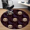 1pc Skulls Ravens Office Round Area Rug, Indoor Mat Suitable For Office, Under Office Chairs Bedroom Living Room Home Decor, Room Deco169