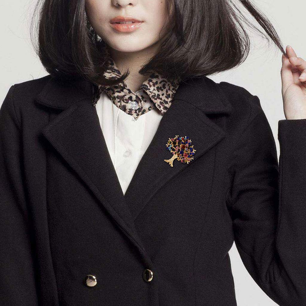 Comelyjewel Tree Rhinestone Banquet Suit Scarf Charm Jewelry Badge for Party Metal Brooch, Pin, Cosplay.,