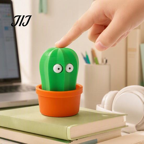Novelty Cactus Figurine 3D Printed Pop-Eyed Fidget Figurine, Funny Squeeze Ghost Ornament, Interactive Playable Decoration Stress Relief Toy for Desk