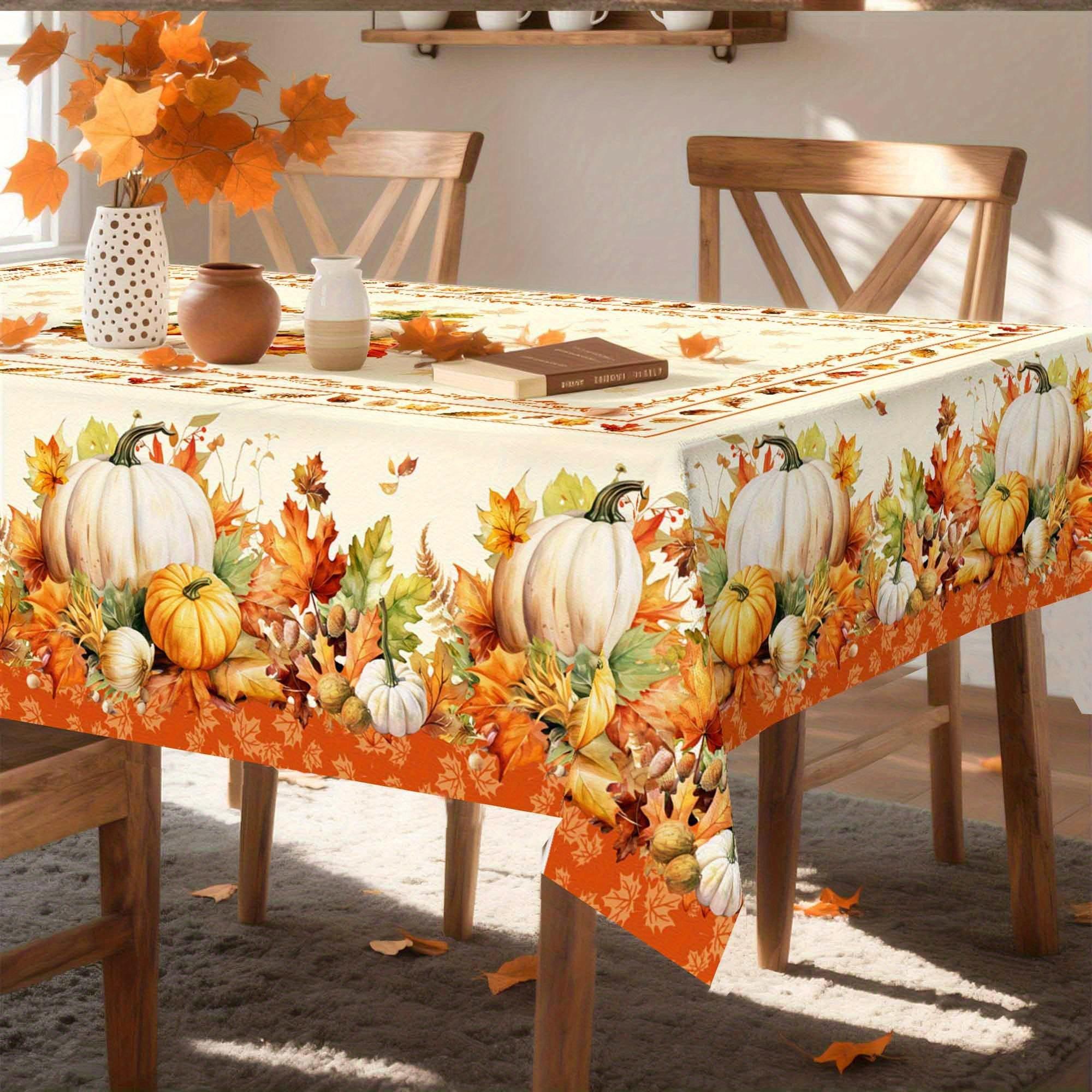 Pompoen Esdoornblad Rechthoekige Tafelkleed voor Tafeldecoratie Keuken Eetkamer Waterdicht Herbruikbaar Tafelkleed voor Tafels Eetkamer 100x160cm