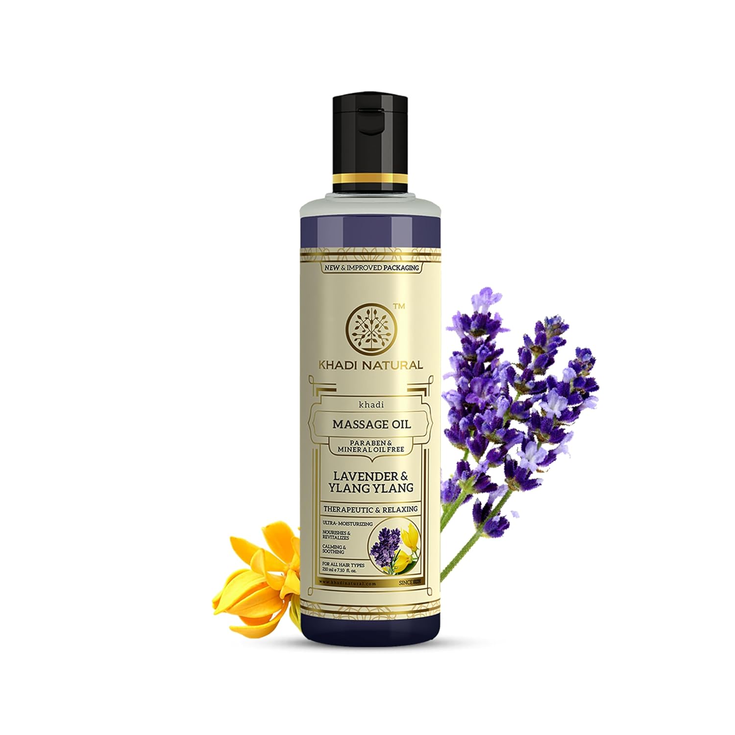 Khadi Natural Lavender & Ylang Ylang Massage Oil 210 ml Stress Relief Body Oil For Relaxing Spa And Self Care