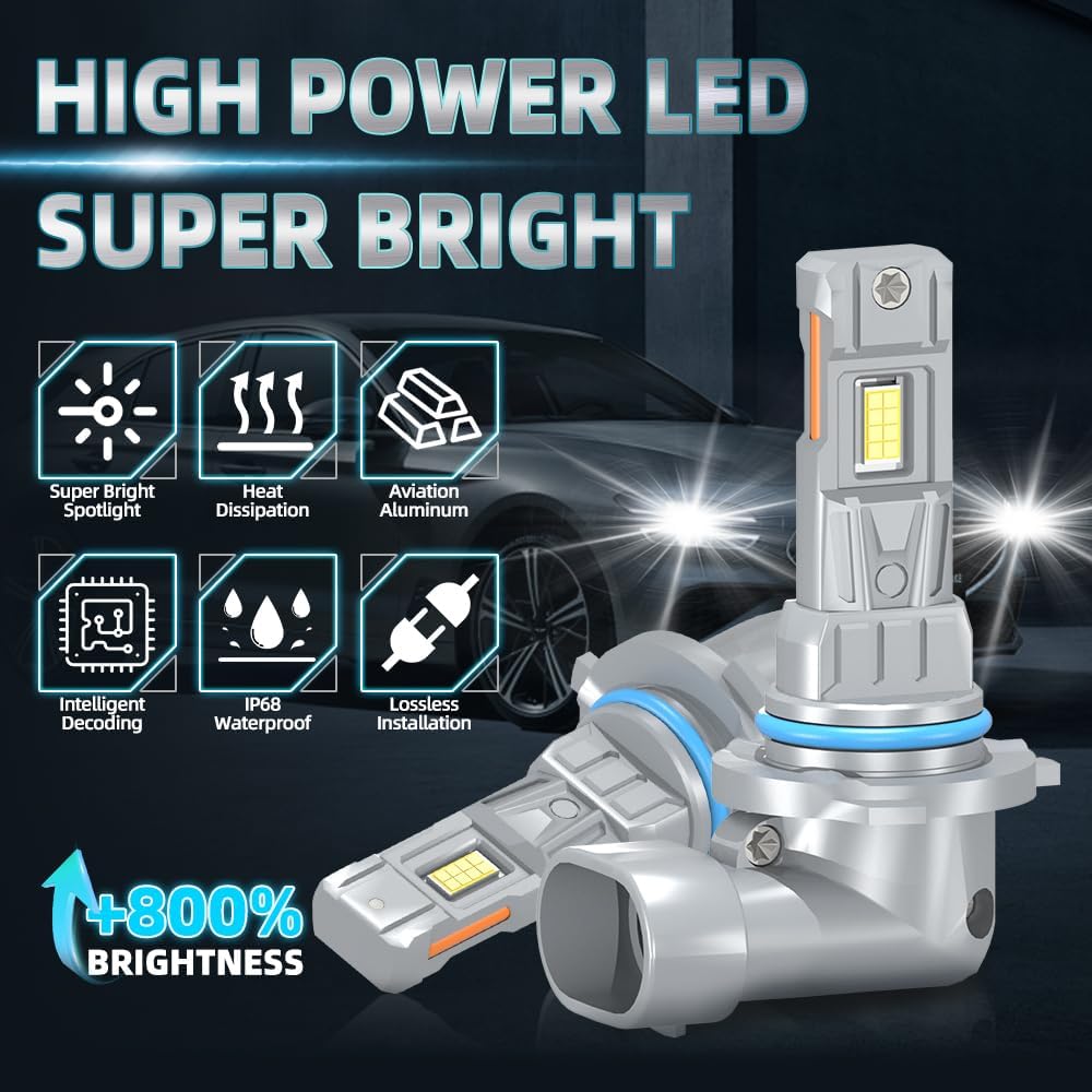 

Fit For Fiat 500 2012 2013 2014 2015 2016 2017 2018 2019 Lights Bulbs, 20000LM 800% Brightness High Low Dual Beam Light Bulbs, 6000K White, Plug and