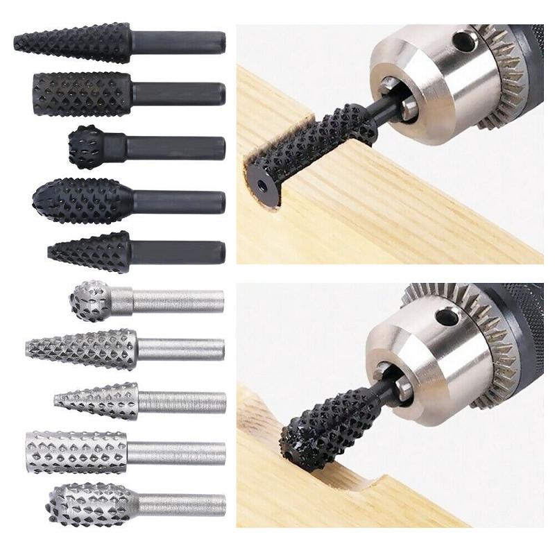 5PCS 1/4'' Drill Bit Rotary Set for Woodworking Knife Wood Carving Tool Carpentry Wood Cutting Tools WorkDrill Bit Set