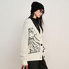 Elva' Island Women's Printed Long-Sleeve Short Knit Cardigan